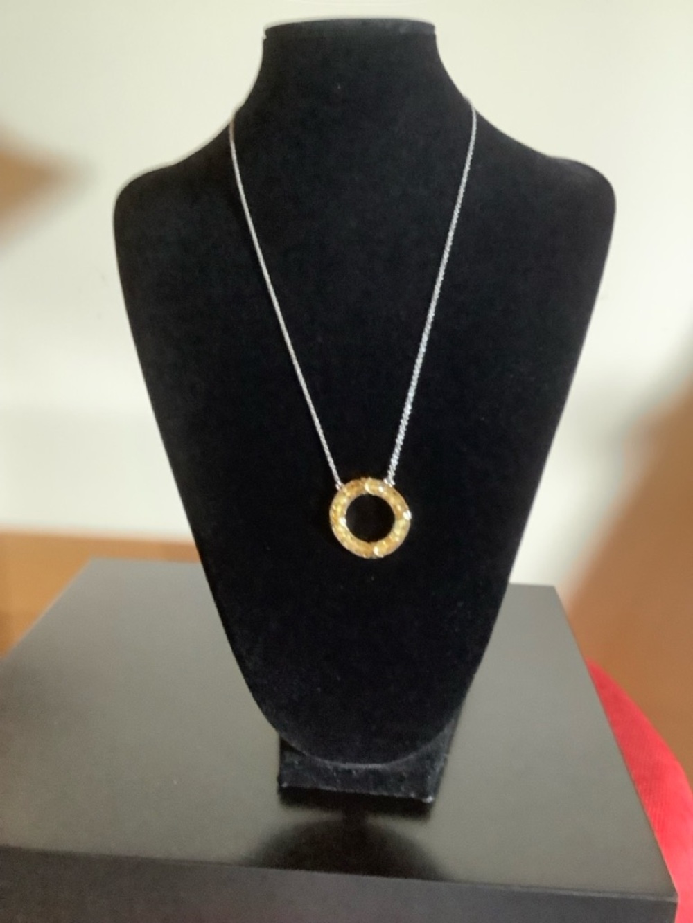 Brazilian Citrine Pendant in 18” platinum bond and Stainless necklace- Warm